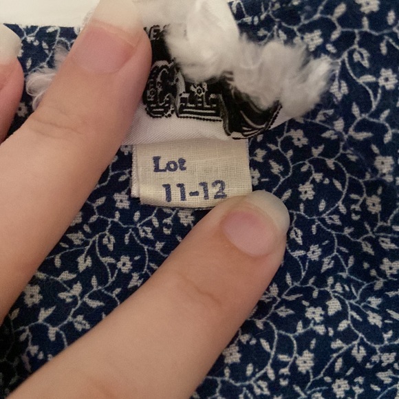 Vintage 1970s floral prairie dress pockets blue and white lace gunne sax style - Picture 6 of 6